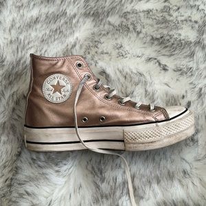 Rose gold platform converse
